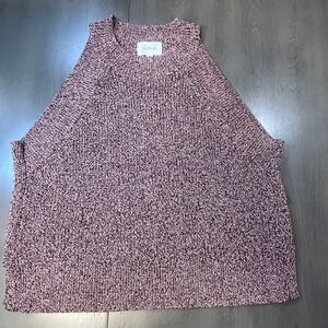 Wilfred Aritzia Sleeveless Knit Sweater Top Medium Burgundy Marled Rayon Blend